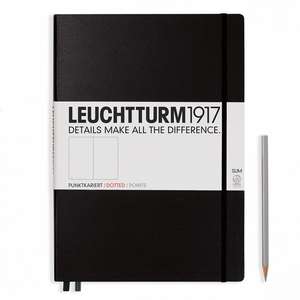 Agendă nedatată Leuchtturm Master Slim (A4+): Negru, 121 pagini punctate