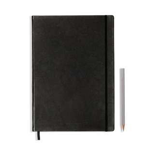 Agendă nedatate Leuchtturm din piele naturală (rigid cover, in a gift box): Negru, Master, pagini punctate