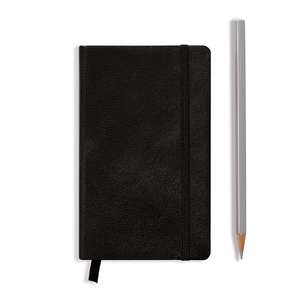 Agendă nedatate Leuchtturm din piele naturală (rigid cover, in a gift box): Negru, Pocket, pagini liniate