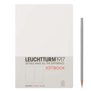 Agendă nedatată Leuchtturm Jottbook: White, Medium, pagini albe