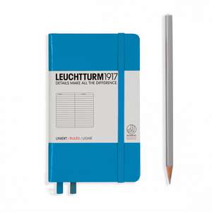 Agendă nedatată Leuchtturm Pocket (A6): Azure, pagini liniate