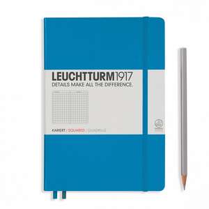 Agendă nedatată Leuchtturm Medium (A5): Azure, pagini cu pătrățele