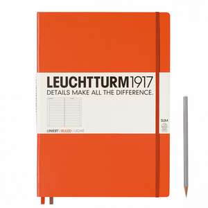 Agendă nedatată Leuchtturm Master Slim (A4+): Orange, 121 pagini liniate