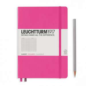 Agendă nedatată Leuchtturm Medium (A5): New Pink, pagini cu pătrățele