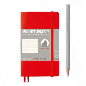 Agendă nedatată Leuchtturm Pocket (A6): Roșu, pagini punctate