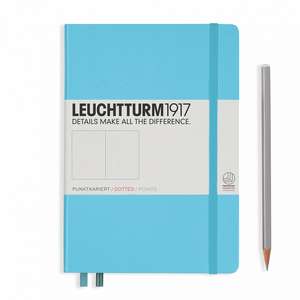 Agendă nedatată Leuchtturm Medium (A5): Ice Blue, pagini punctate