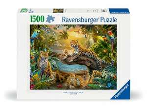 Adult puzzle 1500 Teile - Leopardenfamilie im Dschungel