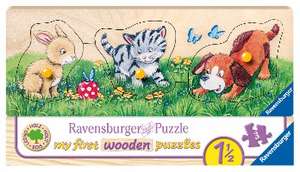 Niedliche Tierkinder. Holz Puzzle 3 Teile