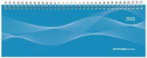 Tisch-Querkalender PP-Cover blau 2025 - Büro-Planer 29,7x10,5 cm - Tisch-Kalender - 1 Woche 2 Seiten - Ringbindung - Zettler de Zettler