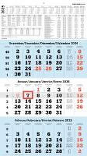 3-Monatskalender blau 2025 - 33x45 - mit Kopftafel - Datumsschieber - 958-0015 de Zettler Kalender