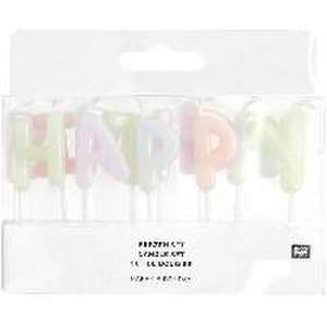 Kerzen Happy Birthday, Pastell, 13 Stk