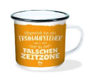 Emaille-Becher "Falsche Zeitzone" 300ml