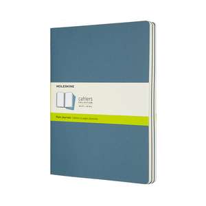 Set Of 3 Moleskine Extra Large Plain Cahier Journals: Brisk Blue de Moleskine