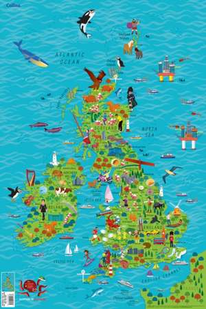 Children's Wall Map of the United Kingdom and Ireland de Collins Kids