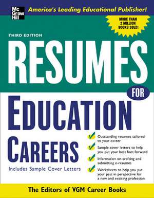 Resumes for Education Careers de Editors of VGM