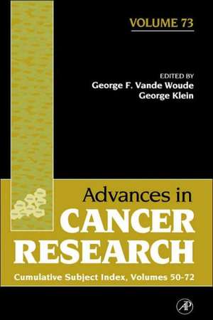 Advances in Cancer Research: Cumulative Subject Index de George F. Vande Woude