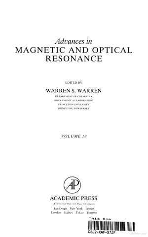 Advances in Magnetic and Optical Resonance de Warren S. Warren