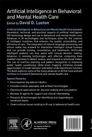 Artificial Intelligence in Behavioral and Mental Health Care de David D. Luxton