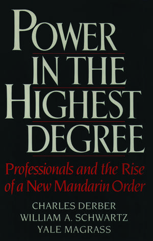 Power in the Highest Degree: Professionals and the Rise of a New Mandarin Order de Charles Derber