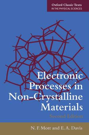 Electronic Processes in Non-Crystalline Materials de Nevill Francis Mott