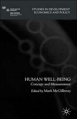 Human Well-Being: Concept and Measurement de M. McGillivray