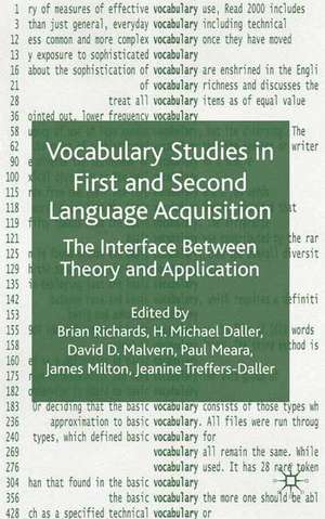 Vocabulary Studies in First and Second Language Acquisition: The Interface Between Theory and Application de Brian Richards