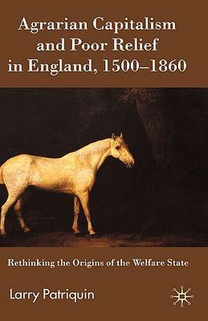 Agrarian Capitalism and Poor Relief in England, 1500-1860: Rethinking the Origins of the Welfare State de Larry Patriquin