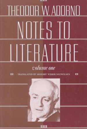 Notes to Literature de Theodor W. Adorno