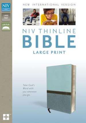 NIV, Thinline Bible, Large Print, Imitation Leather, Blue, Red Letter Edition de Zondervan