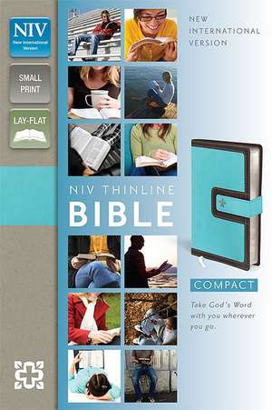 NIV, Thinline Bible, Compact, Imitation Leather, Blue/Brown, Red Letter Edition de Zondervan