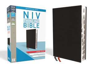 NIV, Thinline Bible, Large Print, Bonded Leather, Black, Red Letter, Thumb Indexed, Comfort Print de Zondervan