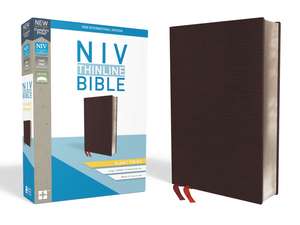 NIV, Thinline Bible, Giant Print, Bonded Leather, Burgundy, Red Letter, Thumb Indexed, Comfort Print de Zondervan