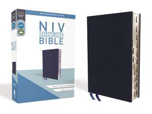 NIV, Thinline Bible, Bonded Leather, Navy, Red Letter, Thumb Indexed, Comfort Print de Zondervan