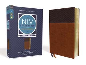 NIV Study Bible, Fully Revised Edition (Study Deeply. Believe Wholeheartedly.), Large Print, Leathersoft, Brown, Red Letter, Comfort Print de Kenneth L. Barker