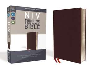 NIV, Thinline Reference Bible (Deep Study at a Portable Size), Bonded Leather, Burgundy, Red Letter, Comfort Print de Zondervan