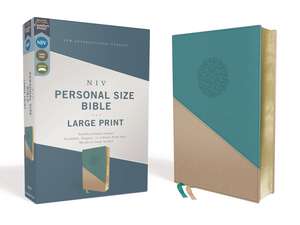 NIV, Personal Size Bible, Large Print, Leathersoft, Teal/Gold, Red Letter, Comfort Print de Zondervan