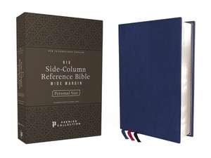 NIV, Side-Column Reference Bible (Deep Study at a Portable Size), Personal Size, Premium Goatskin Leather, Blue, Premier Collection, Art Gilded Edges, Comfort Print de Zondervan