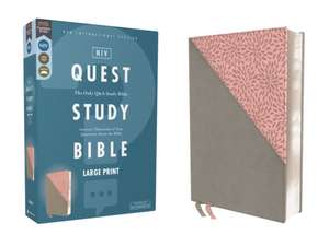 Niv, Quest Study Bible, Large Print, Leathersoft, Gray/Pink, Comfort Print de Christianity Today Intl