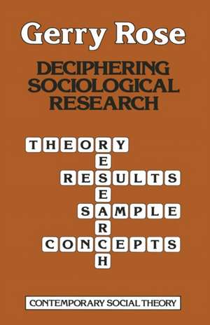 Deciphering Sociological Research de Gerry Rose