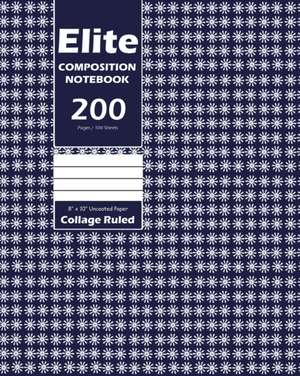 Elite Composition Notebook, Collage Ruled Lined, Large 8 x 10 Inch, 100 Sheet, Navy Cover de Design