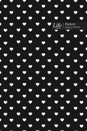 Hearts Pattern Composition Notebook, Dotted Lines, Wide Ruled Medium Size 6 x 9 Inch (A5), 144 Sheets Black Cover de Design