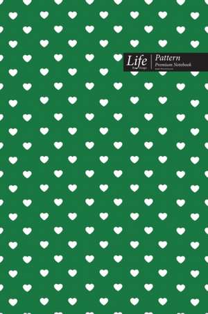 Hearts Pattern Composition Notebook, Dotted Lines, Wide Ruled Medium Size 6 x 9 Inch (A5), 144 Sheets Green Cover de Design