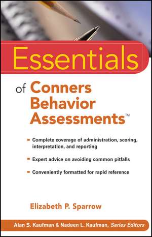 Essentials Conners Behavior de Elizabeth P Sparrow