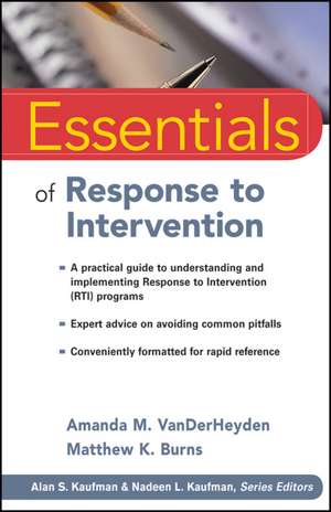 Essentials of Response to Intervention de AM VanDerHeyden