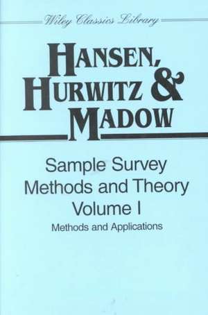 Sample Survey Methods and Theory 2V Set de M H Hansen