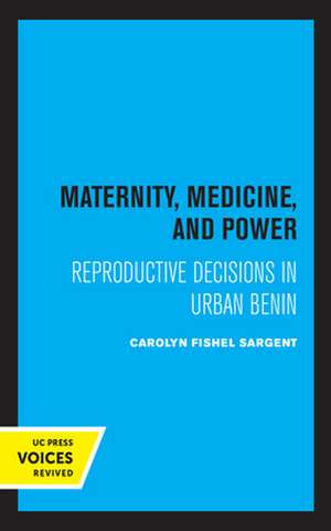 Maternity, Medicine, and Power – Reproductive Decisions in Urban Benin de Carolyn Fishel Sargent