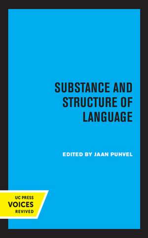 Substance and Structure of Language de Jaan Puhvel