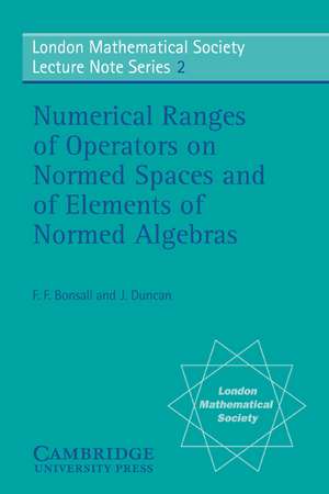 Numerical Ranges of Operators on Normed Spaces and of Elements of Normed Algebras de F. F. Bonsall