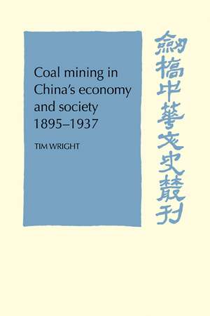 Coal Mining in China's Economy and Society 1895-1937 de Tim Wright