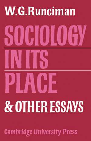 Sociology In Its Place de Runciman